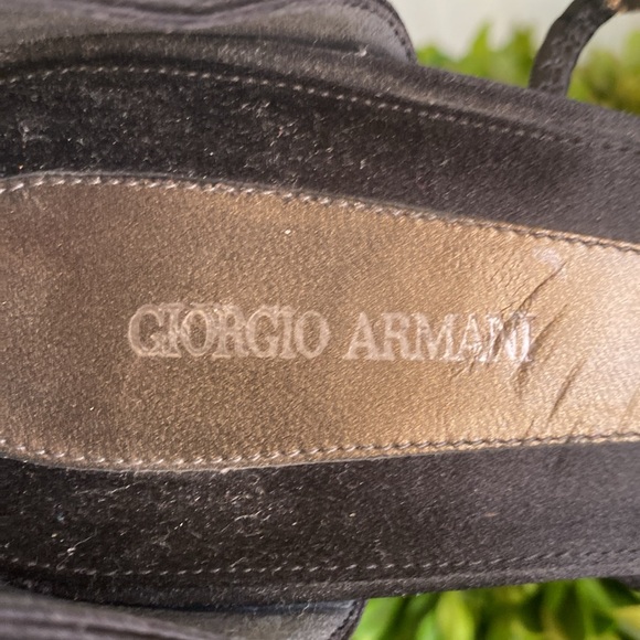 GIORGIO ARMANI VINTAGE BLACK SATIN SLINGBACK POINTED KITTEN HEELS PUMPS SIZE 40 - Picture 8 of 13